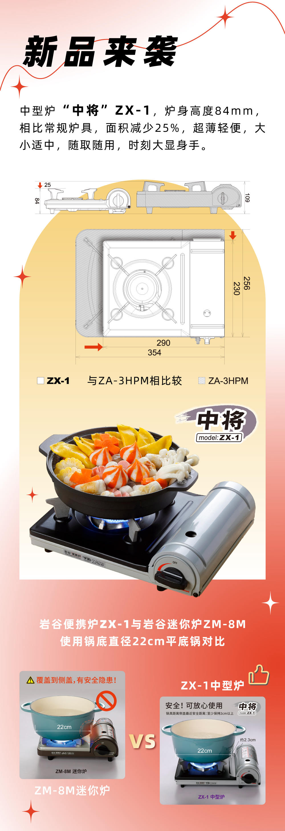 开云足球体育便携炉ZX-1，炉身高度84mm，相比常规炉具，面积减少25%，
超薄轻便，大小适中，随取随用，时刻大显身手。